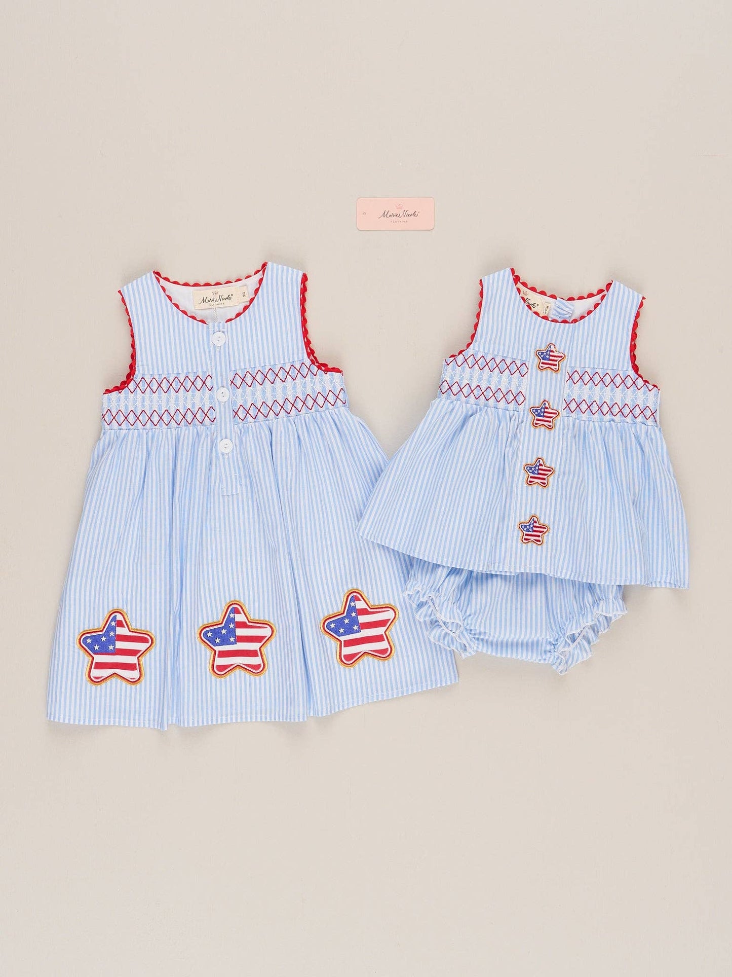 Freedom Stars Smocked Dress: M(3yrs)
