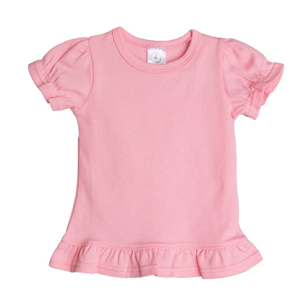 Short Sleeve Ruffle Shirt: White / 18m