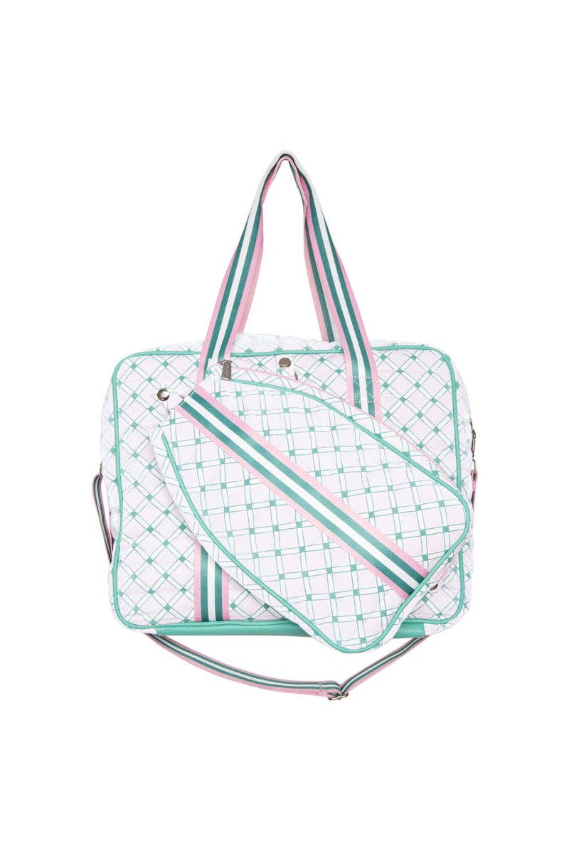 Light Pink and Green Pattern Pickleball Bag: Light Pink