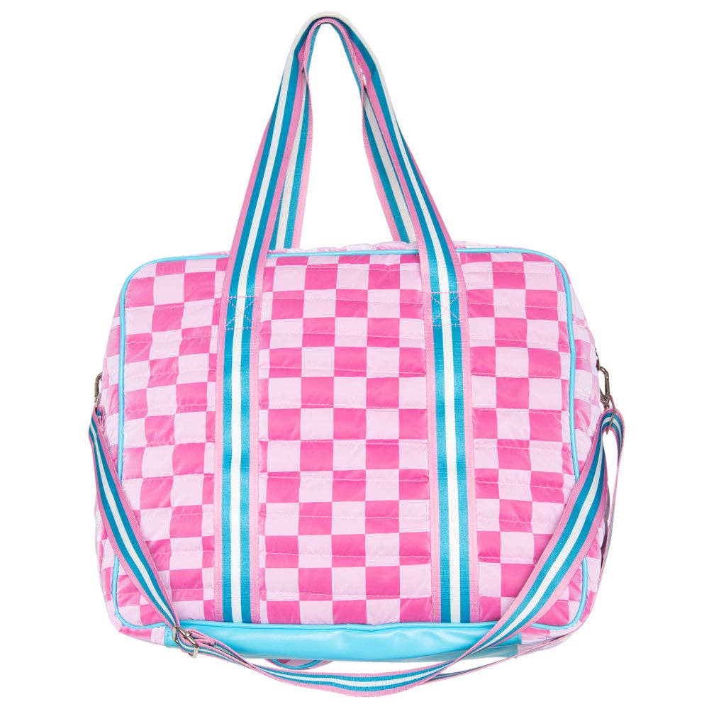 Pink Checkerprint Pickleball Sling Bag: Hot Pink