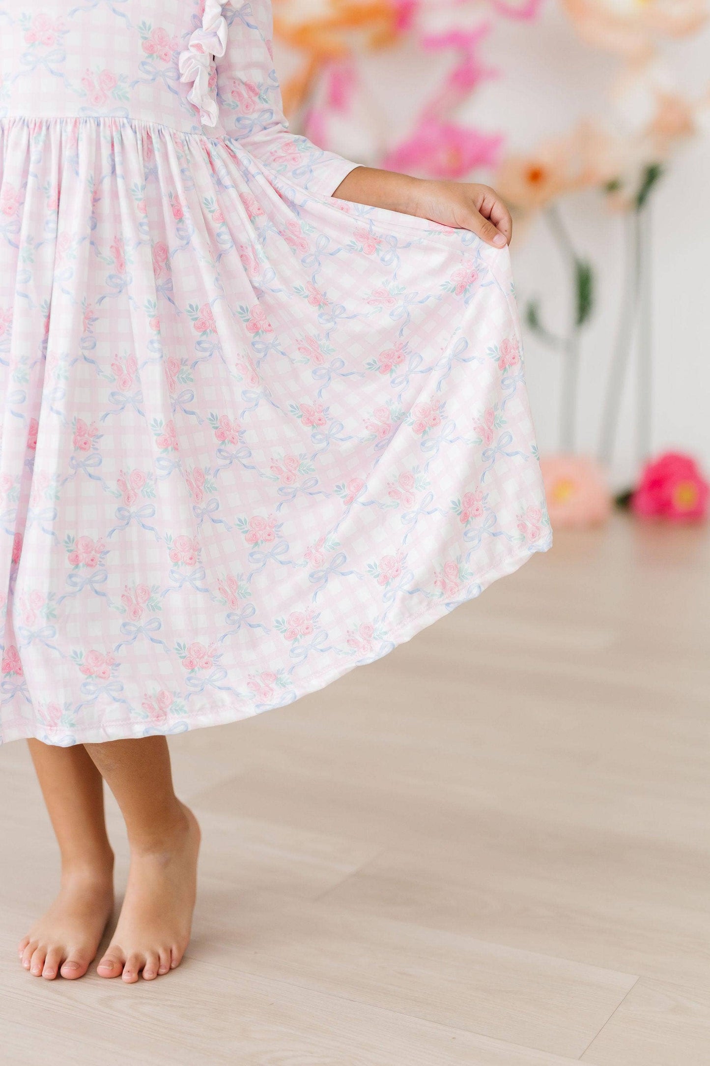 Ribbons & Roses 3/4 Sleeve Ruffle Twirl Dress: 3T