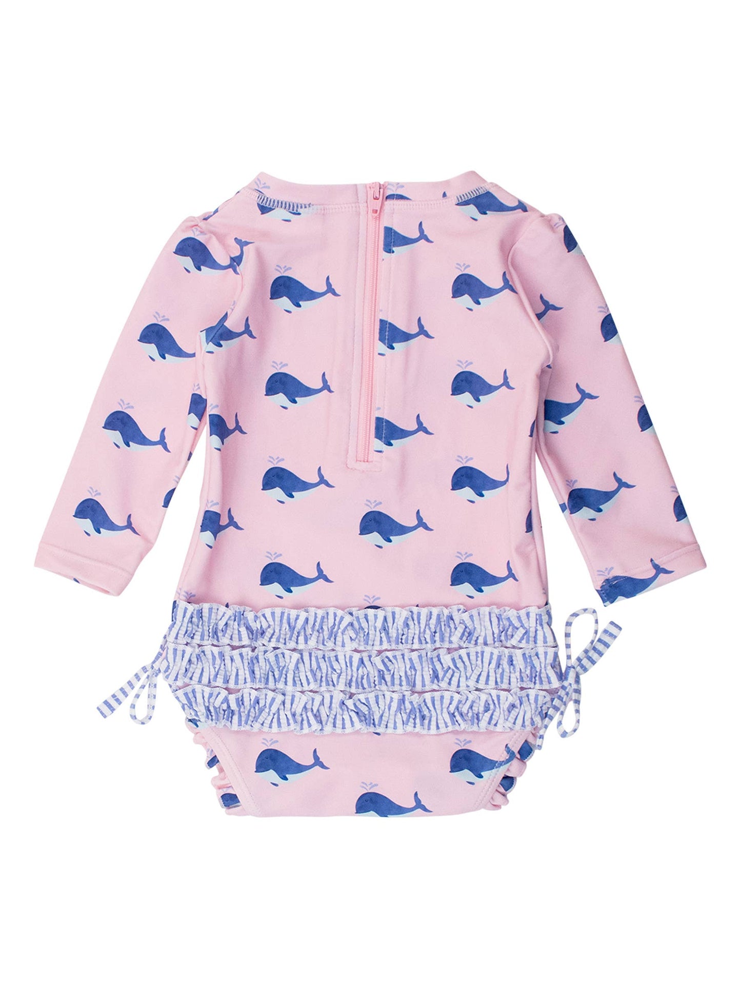 Baby Girls Pink Whale Friends Long Sleeve One Piece Rash Guard: Pink / 18-24m