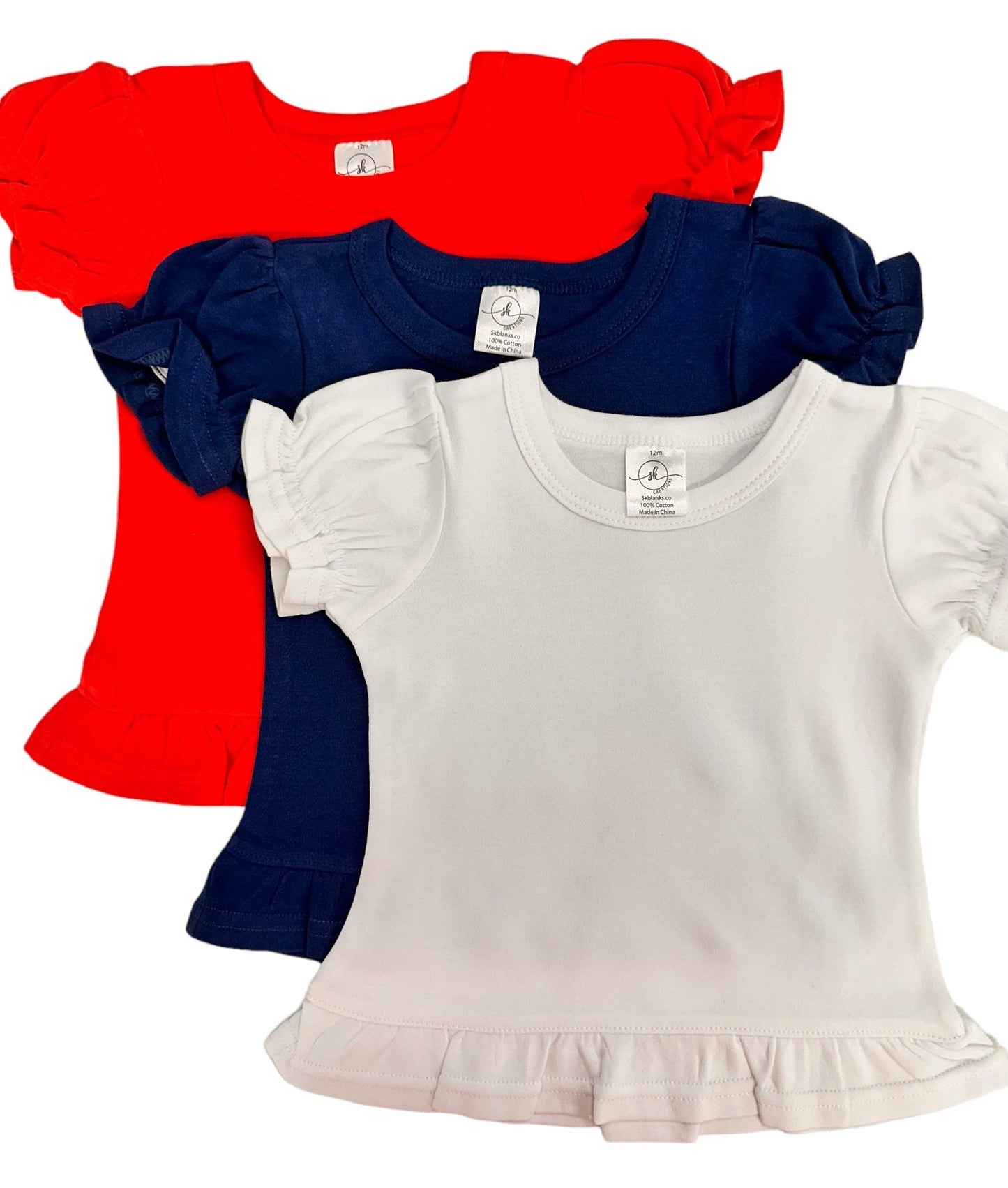 Short Sleeve Ruffle Shirt: White / 18m