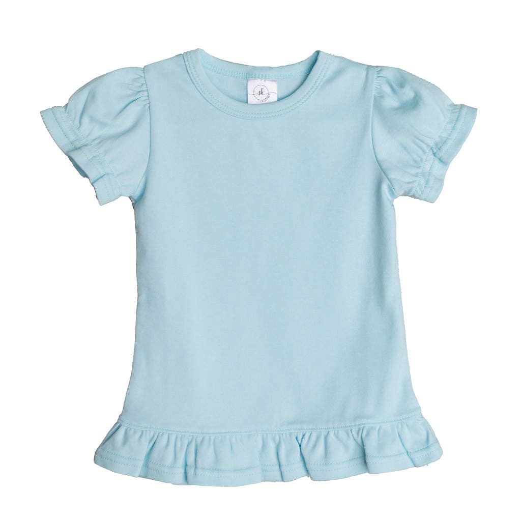 Short Sleeve Ruffle Shirt: White / 18m