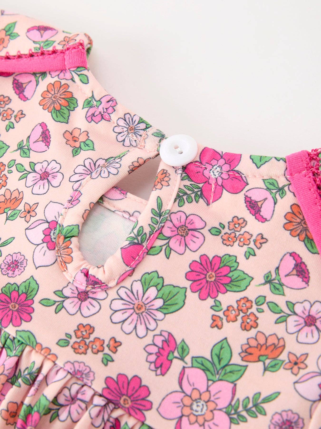 Hot Pink Floral Petals Collar Girl Dress: 5