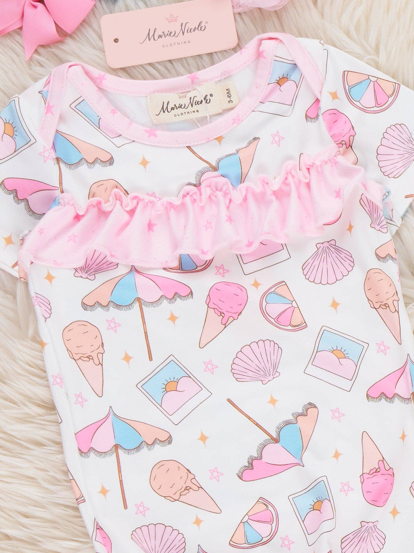 Sweet Scoop Ruffle Knot Gown: 3/6MOS