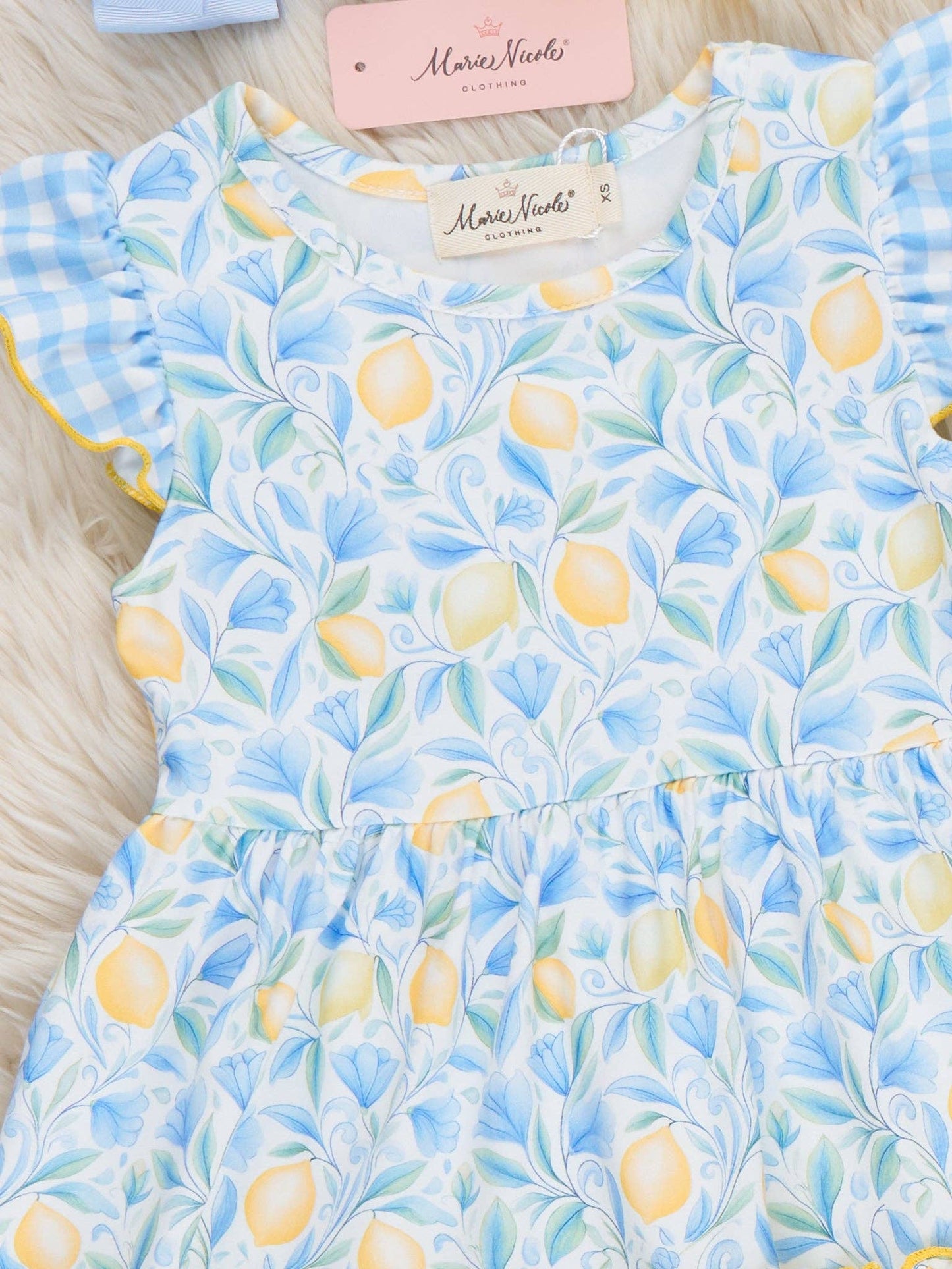 Sunny Lemons Gingham Ruffle Dress: L(4yrs)