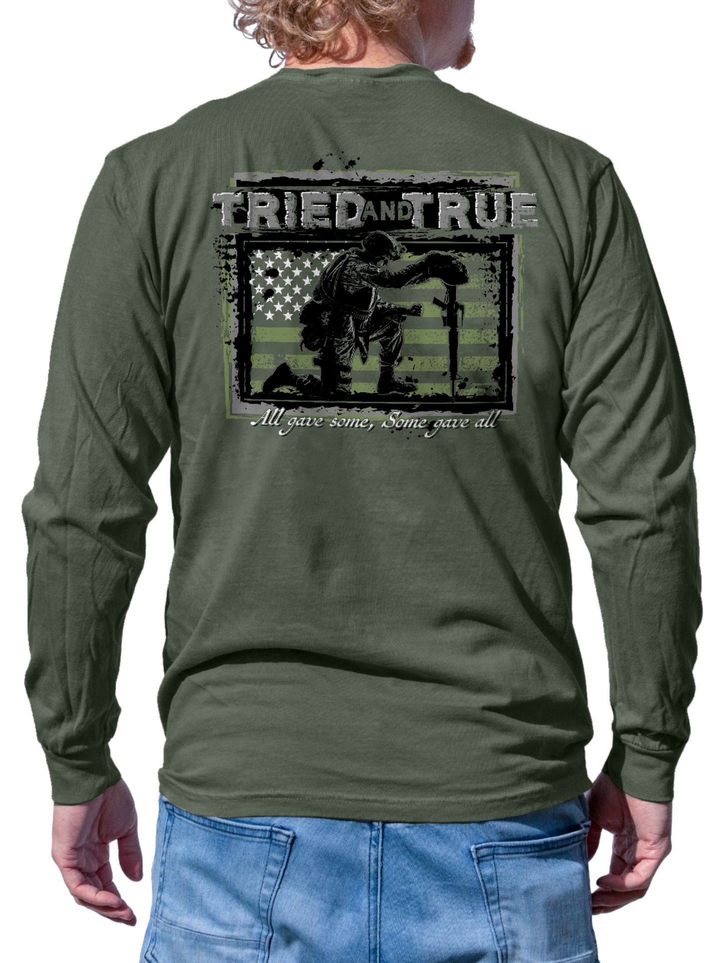 Some Gave All Military Green Long-Sleeve T-Shirt: Military Green