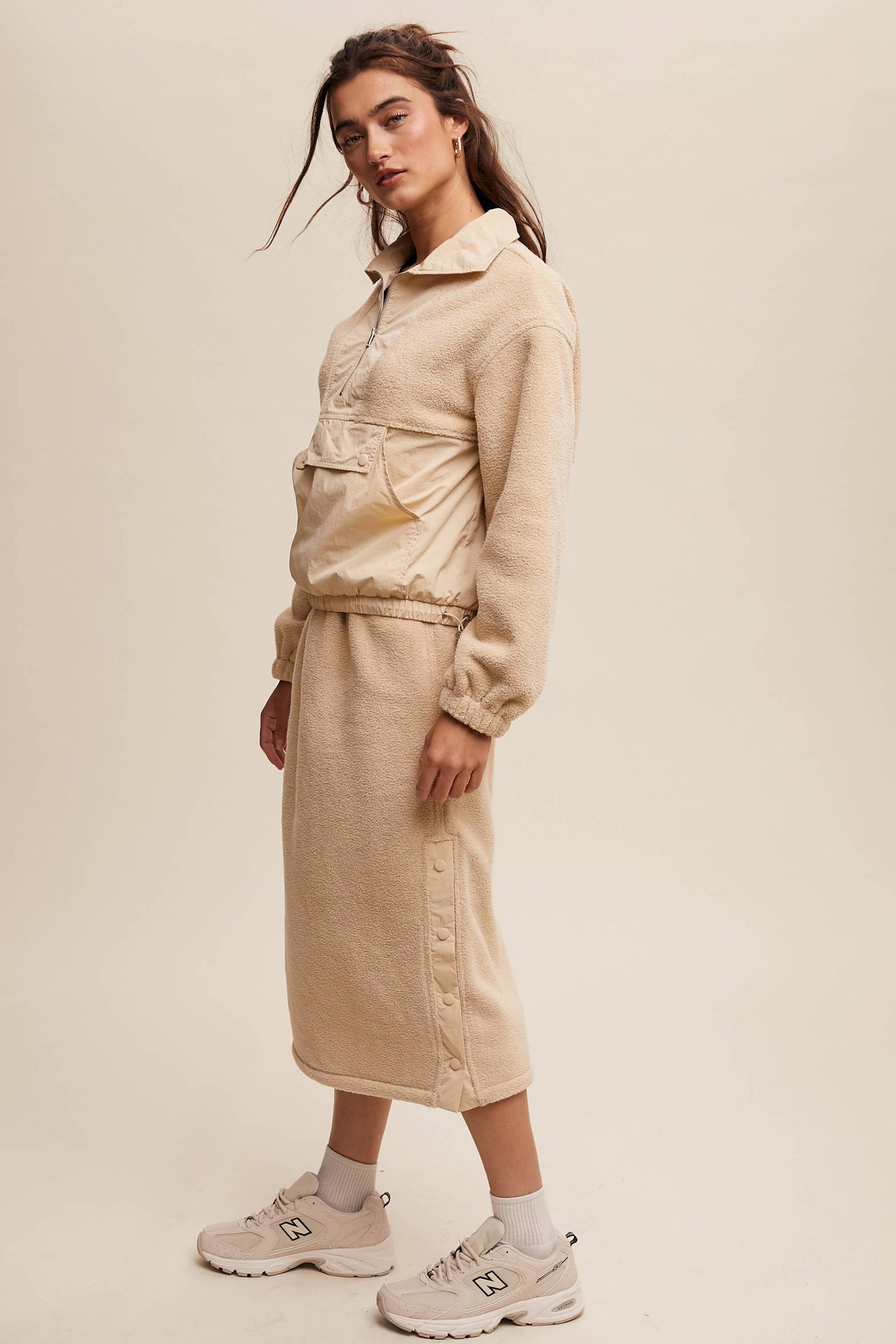 Fleece Pullover & Skirt Set: Slate Blue / Contemporary / M