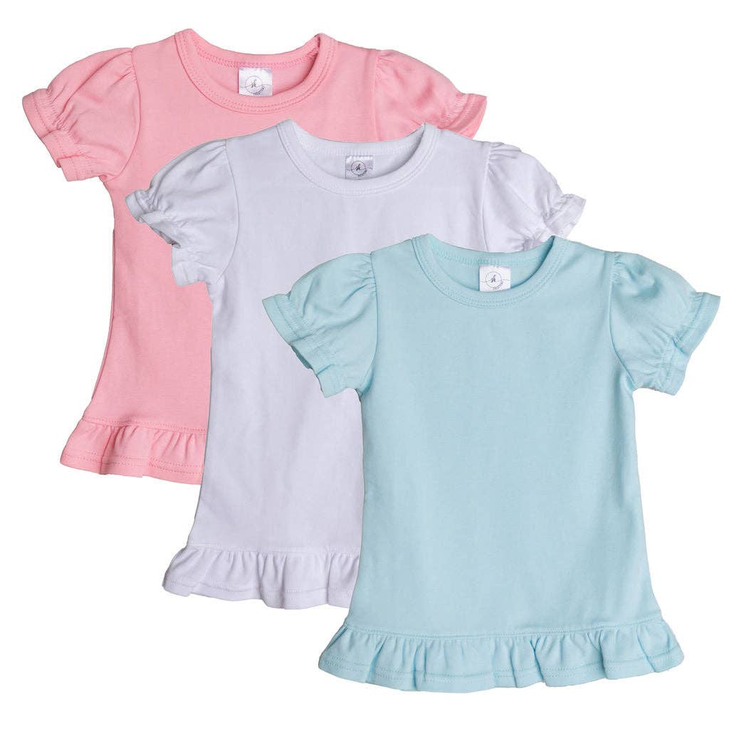 Short Sleeve Ruffle Shirt: White / 18m