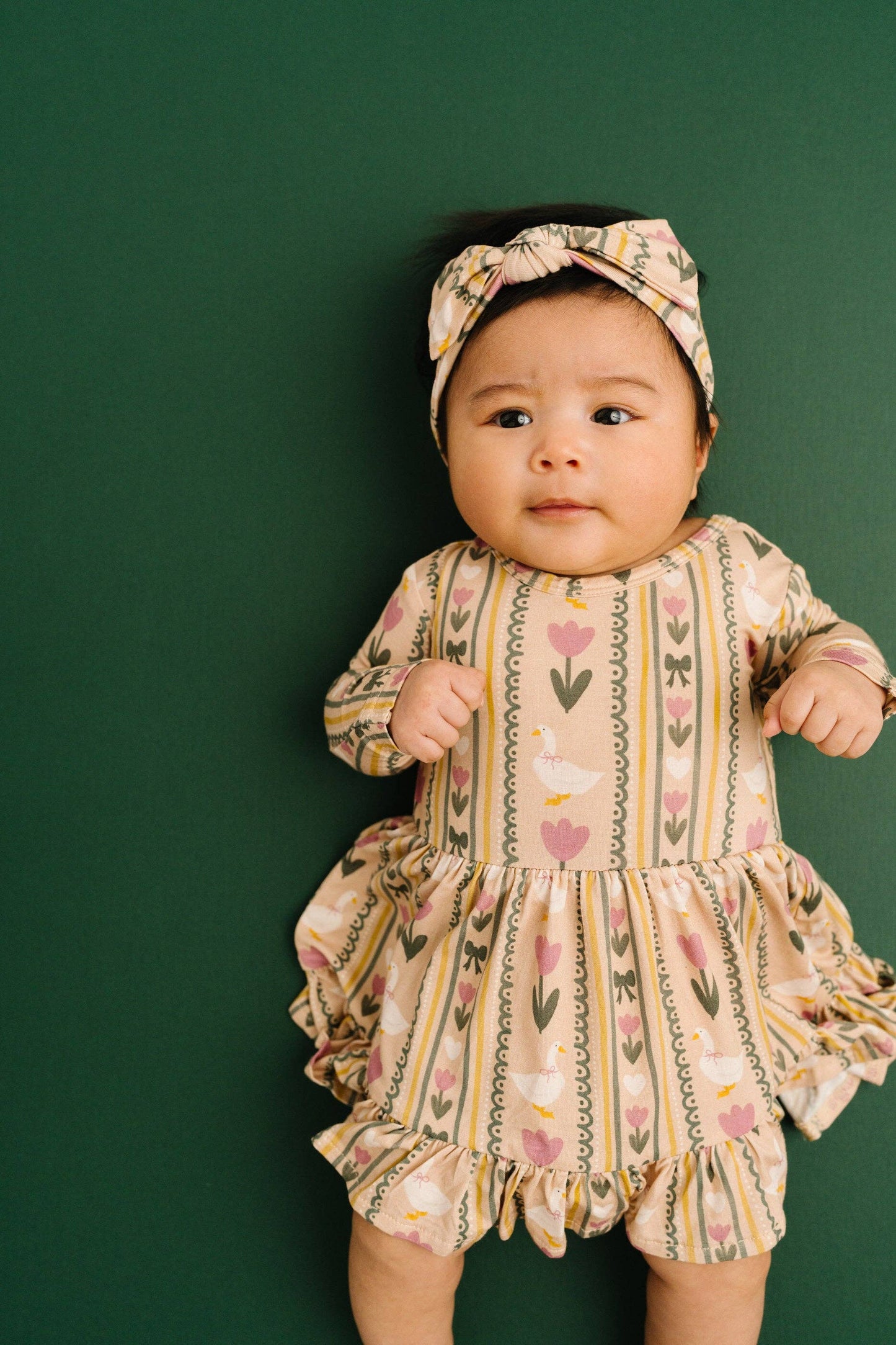Spring Goose Long Sleeve Bodysuit Bamboo Dress: 3T