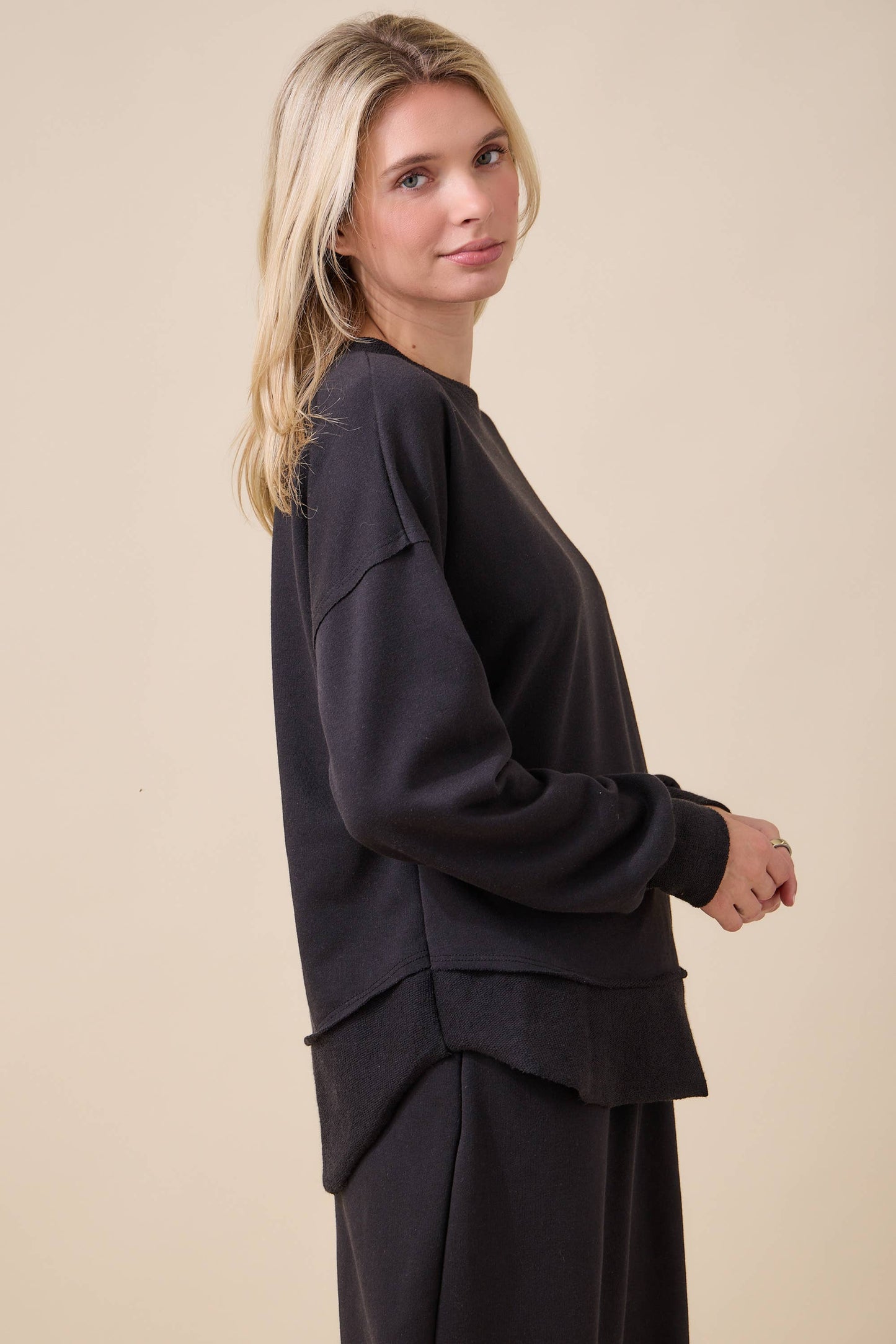 WOMEN'S SOFT KNIT LONG SLEEVE TOP -TOP PART OF SET: Fuchsia / XL