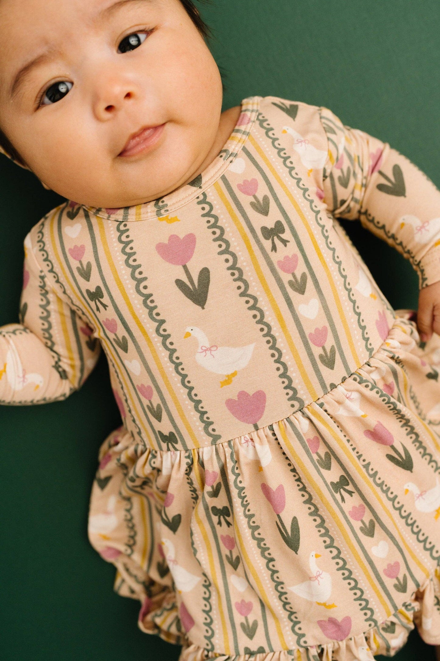 Spring Goose Long Sleeve Bodysuit Bamboo Dress: 3T