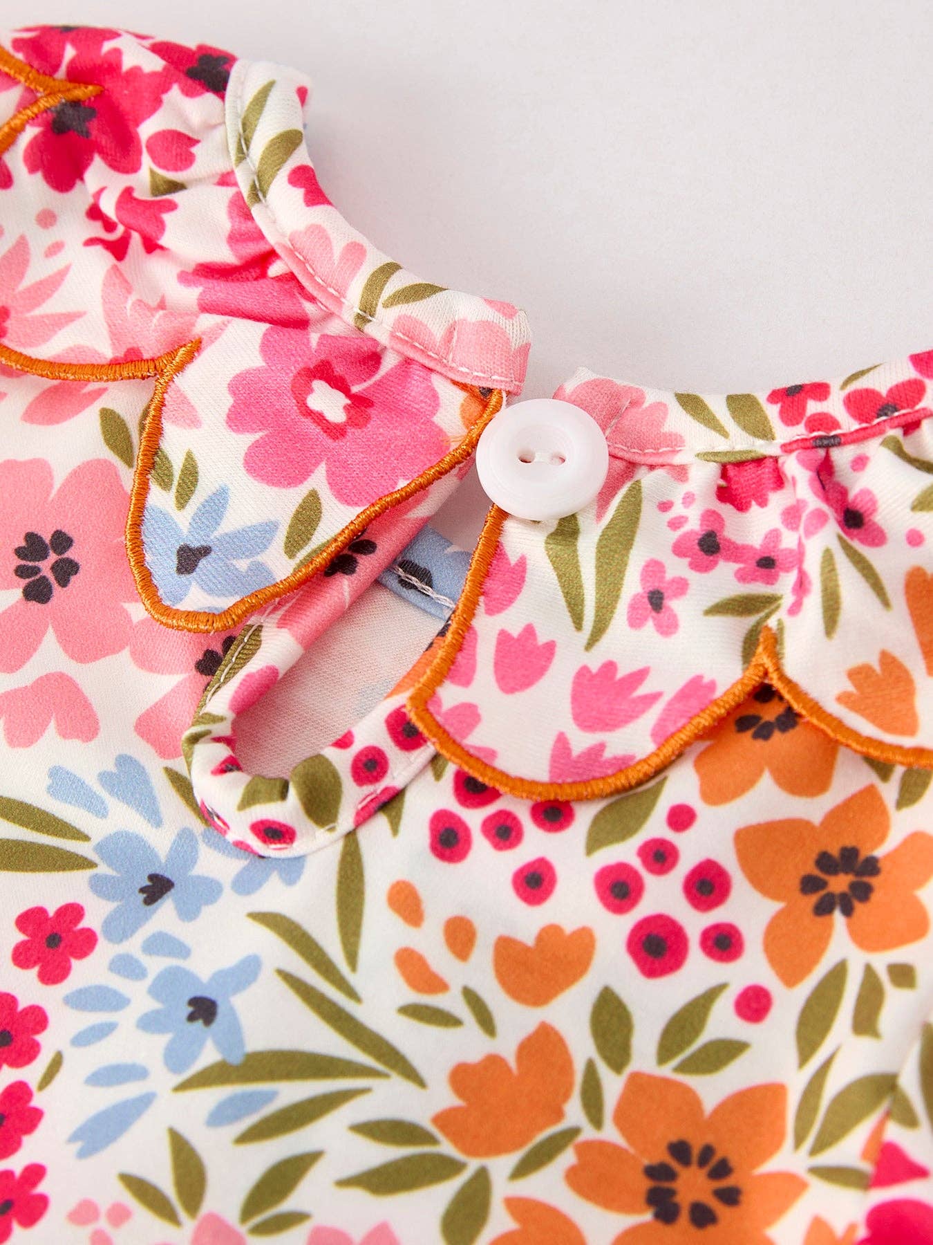 Fall Halloween & Thanksgiving Pumpkin Bow Smock Embroidered Floral Baby Girl Romper: 12M