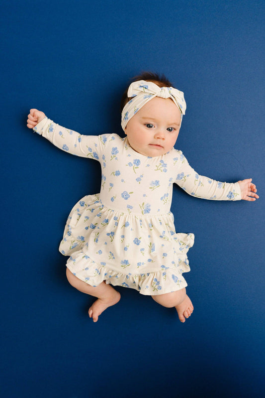Blue Blooms Bodysuit Bamboo Dress: 2T