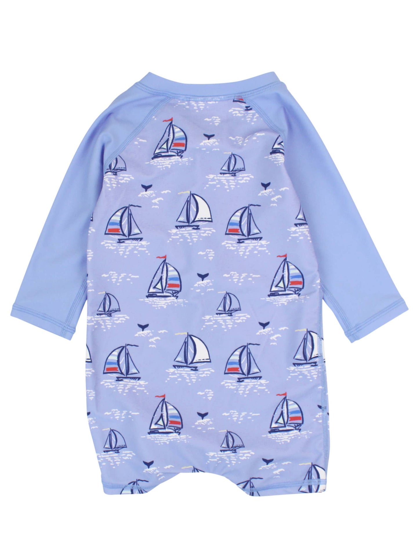 Baby Boys Blue Seas the Day Long Sleeve One Piece Rash Guard: Blue / 6-12m