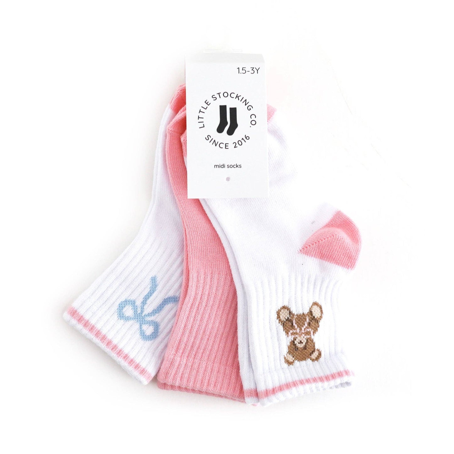 Teddy Bow Crew Socks 3-Pack