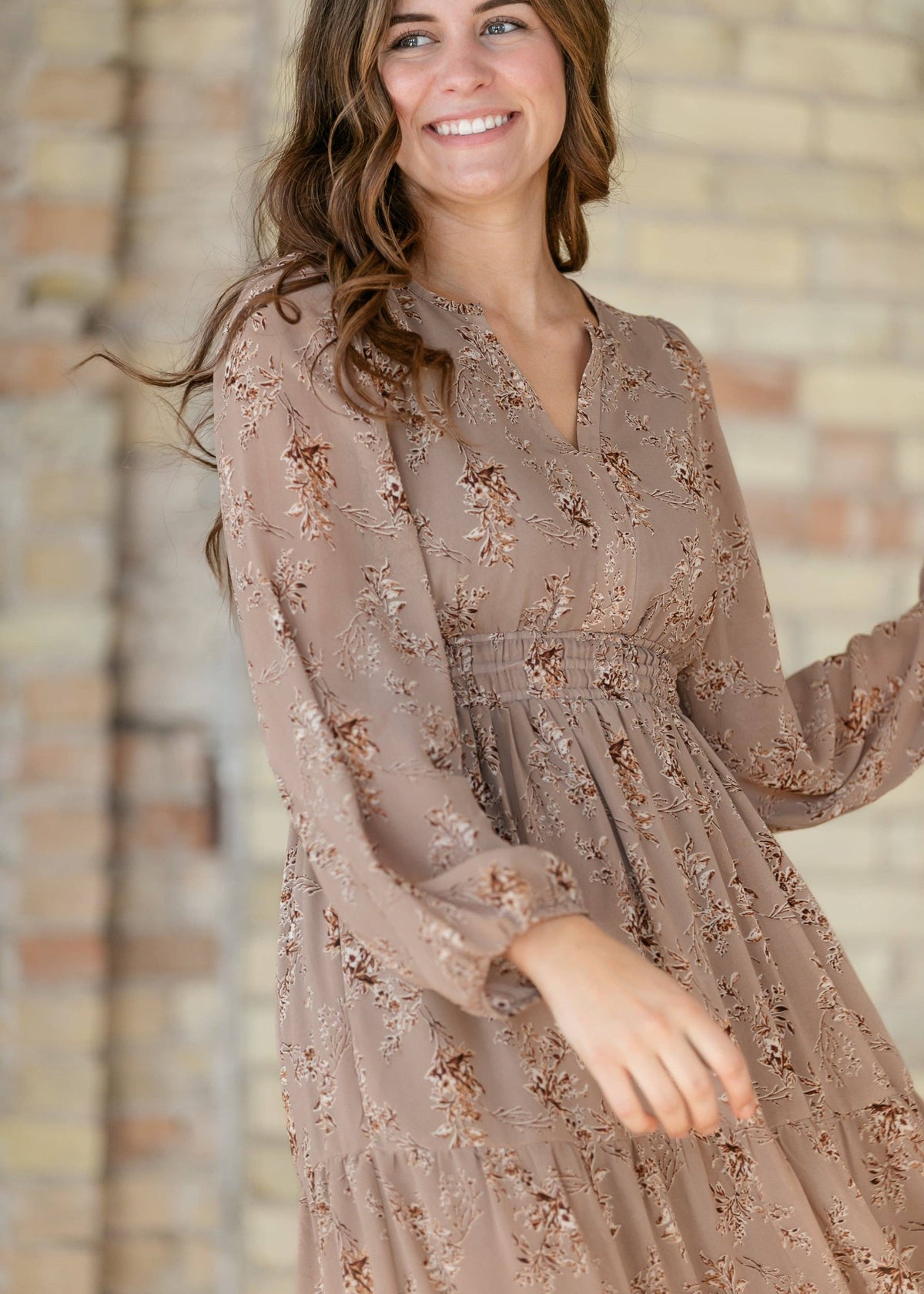 Celia Brown Floral Maxi Dress: XL