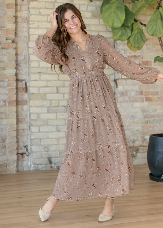 Celia Brown Floral Maxi Dress: 1XL