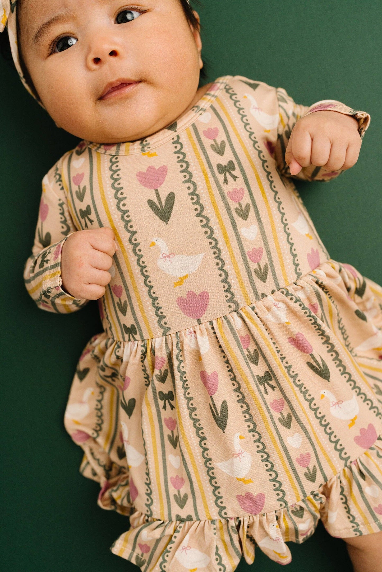 Spring Goose Long Sleeve Bodysuit Bamboo Dress: 3T