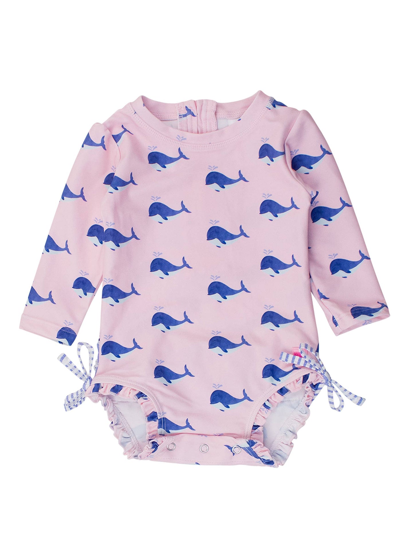 Baby Girls Pink Whale Friends Long Sleeve One Piece Rash Guard: Pink / 18-24m