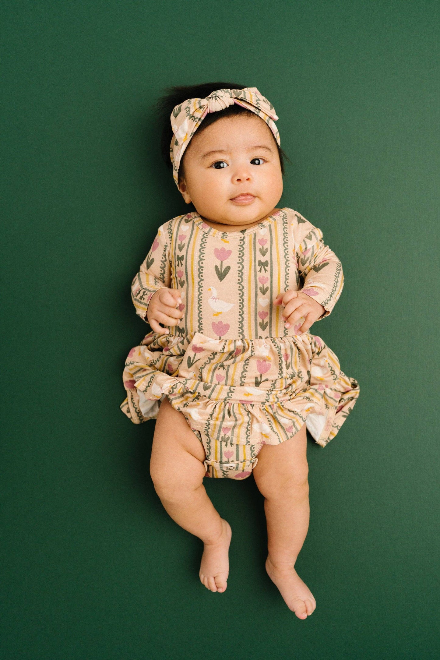 Spring Goose Long Sleeve Bodysuit Bamboo Dress: 3T