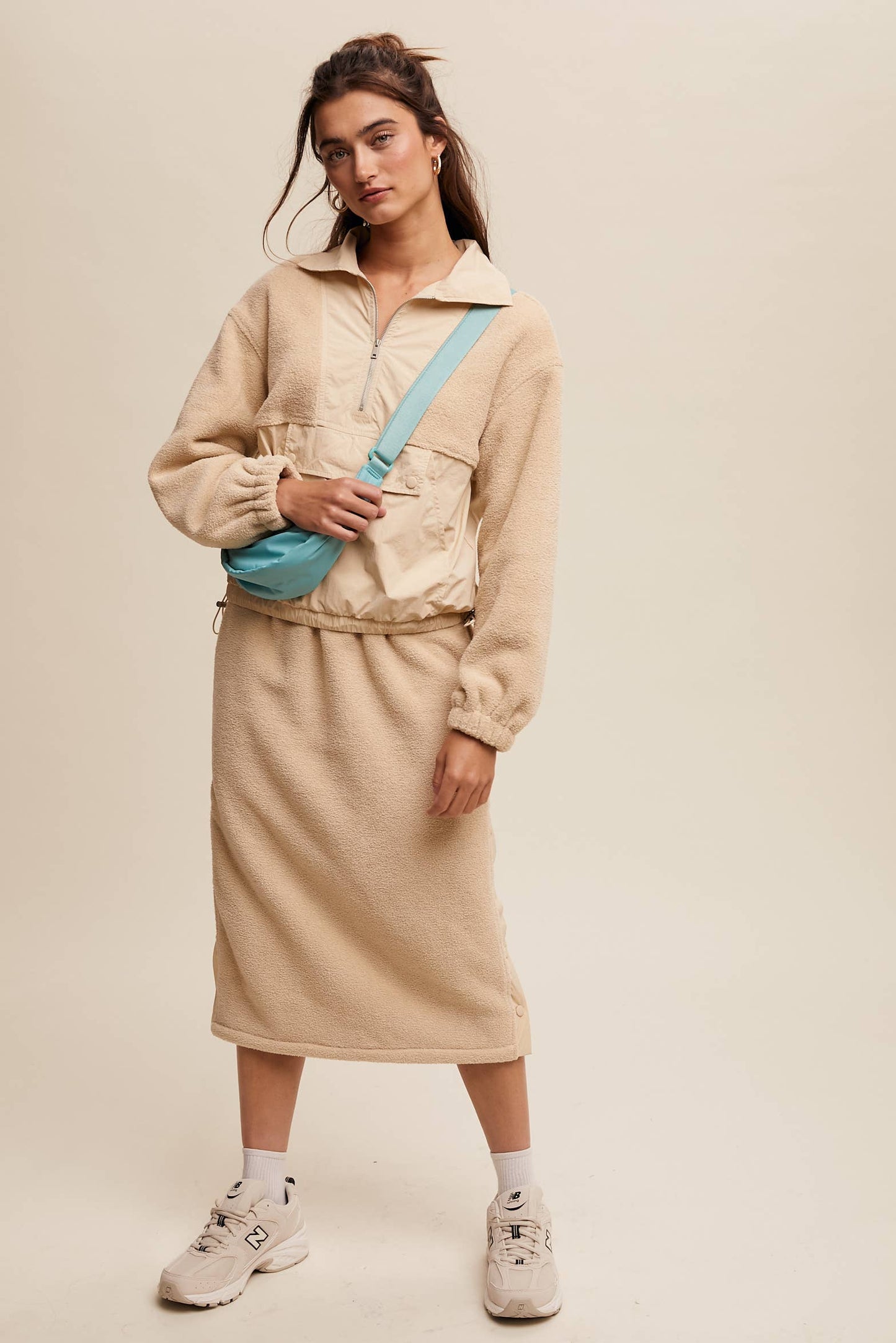 Fleece Pullover & Skirt Set: Slate Blue / Contemporary / M