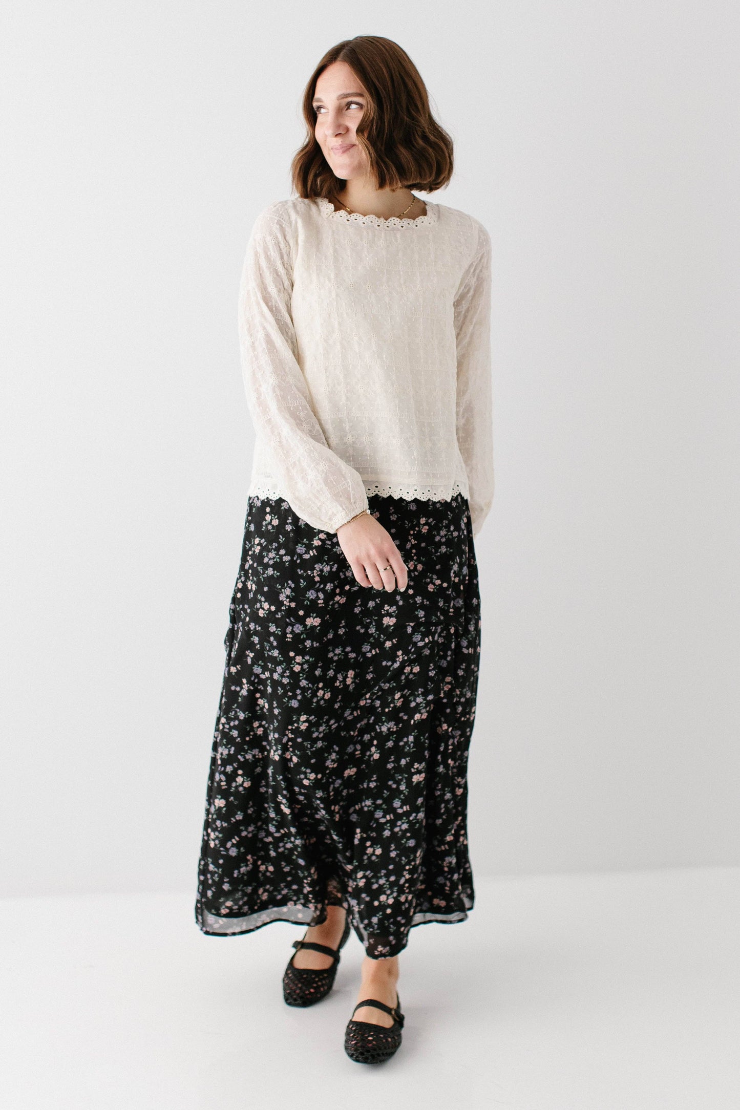 Meadow Lane Floral Maxi Skirt- Plus Size
