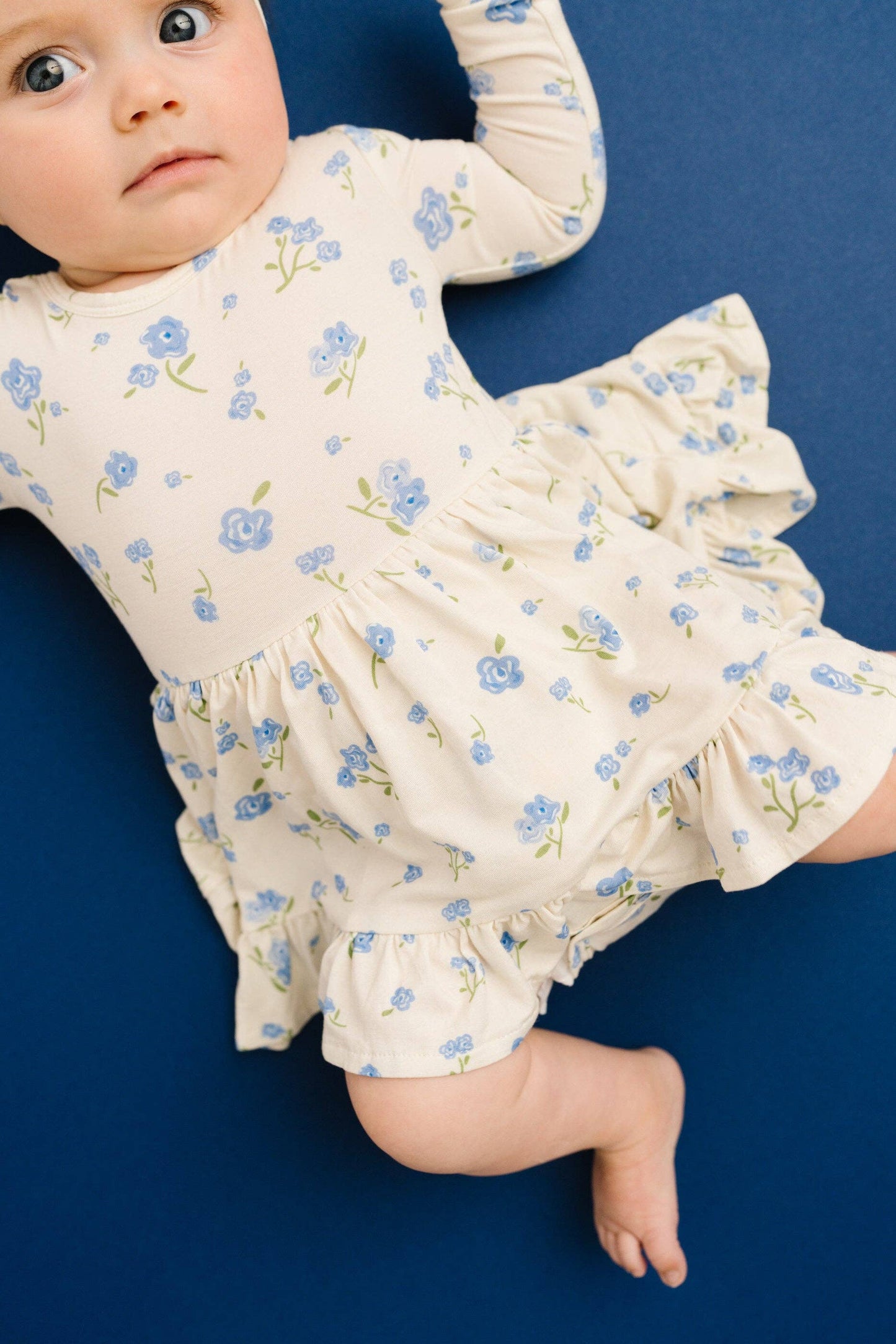 Blue Blooms Bodysuit Bamboo Dress: 2T
