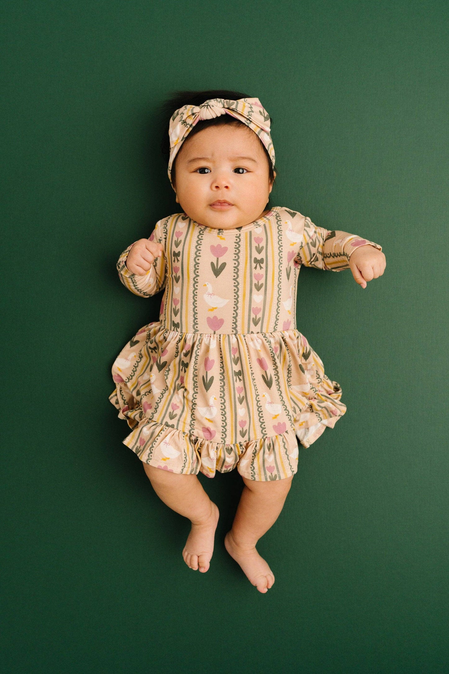 Spring Goose Long Sleeve Bodysuit Bamboo Dress: 3T