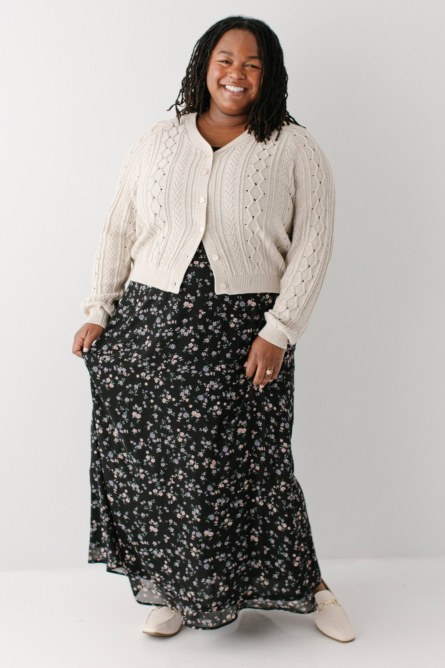 Meadow Lane Floral Maxi Skirt- Plus Size