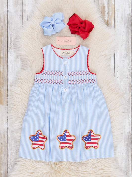 Freedom Stars Smocked Dress: L(4yrs)