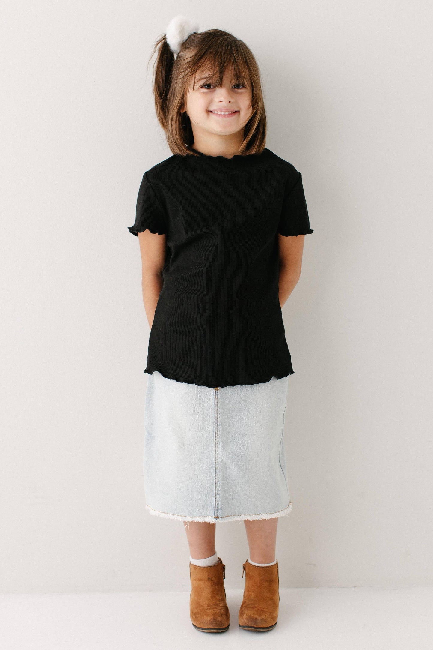 'Sara' Girl Classic Denim Skirt in Light Wash: Girl 10