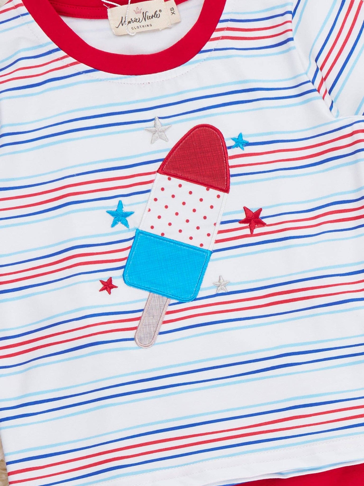 Star Popsicle Embroidered Striped Outfit: M(3yrs)