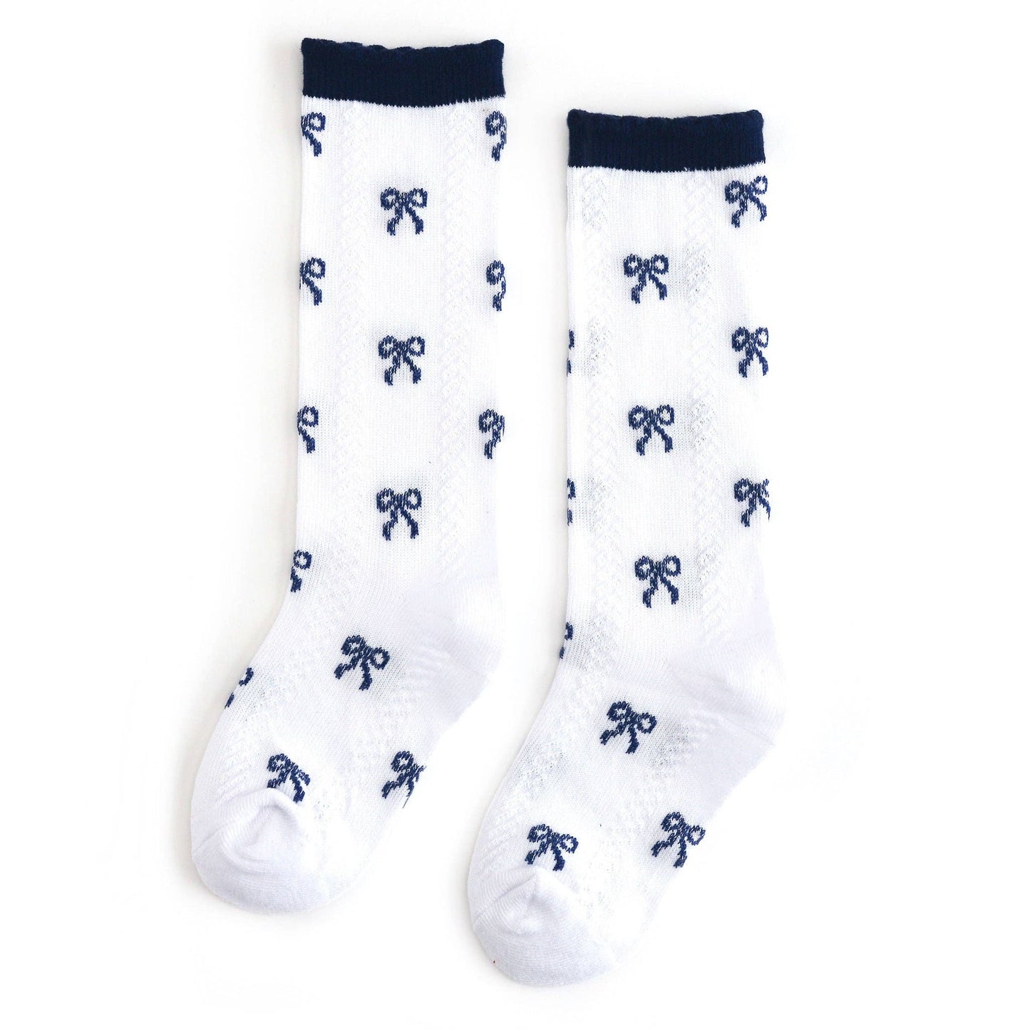 Navy Bow Scalloped Knee Socks: 0-6 MONTHS
