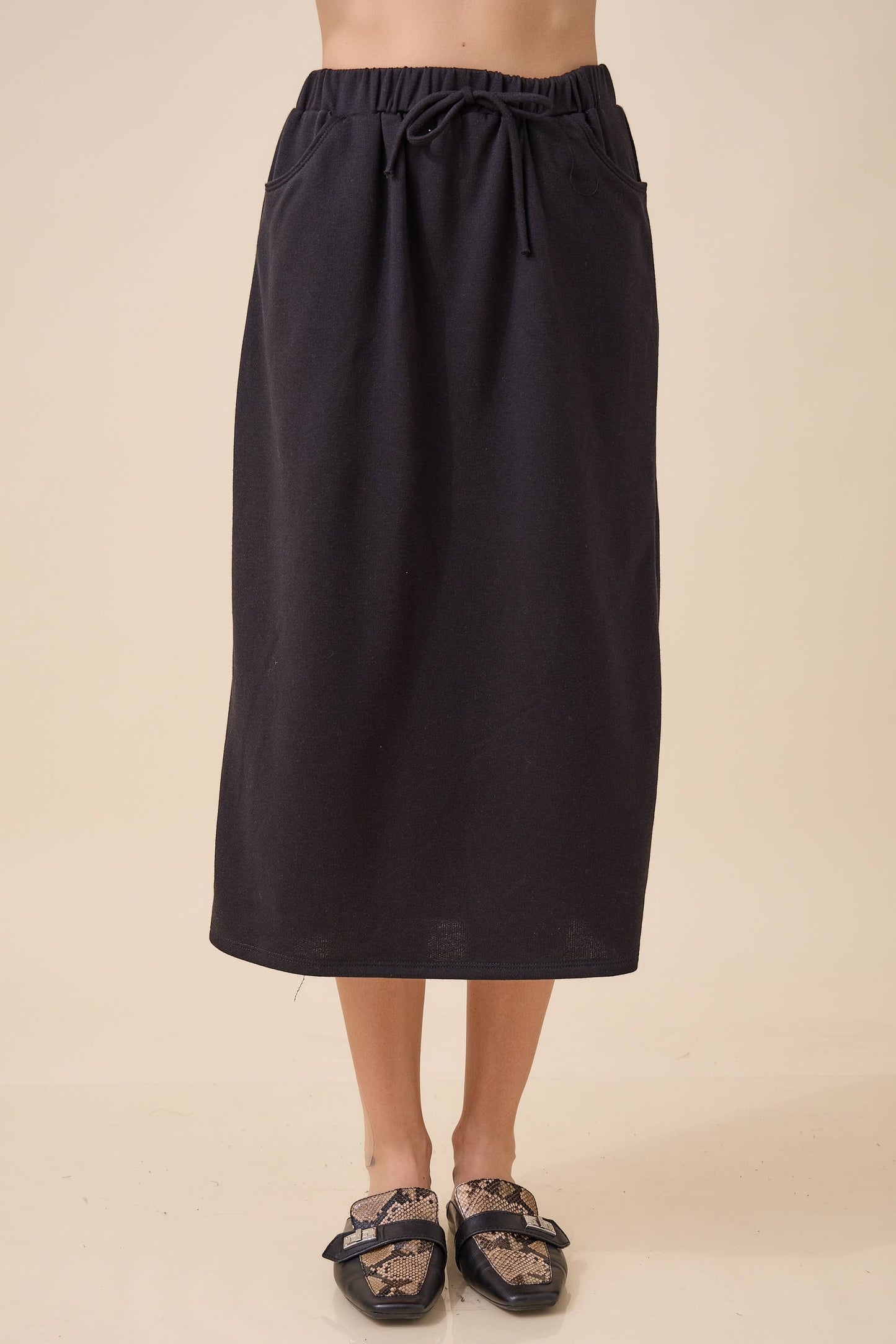 WOMEN'S PLUS SIZE SOLID SOFT KNIT SKIRT -POCKETS-PART OF SET: Fuchsia / 3XL