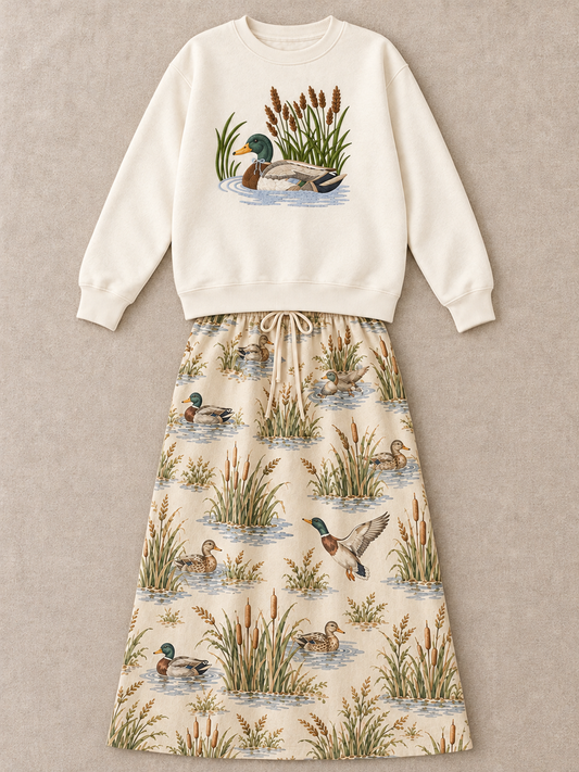Ladies Mallard Meadow Embroidered Sweatshirt | Preorder