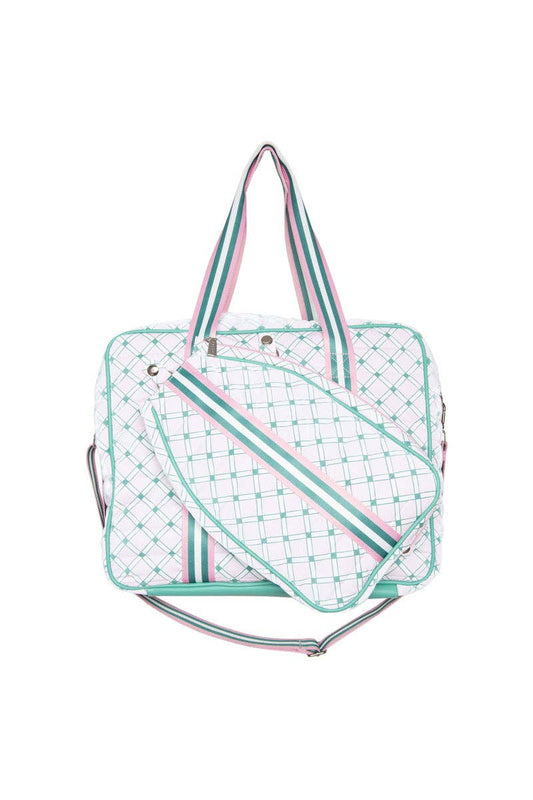 Light Pink and Green Pattern Pickleball Bag: Light Pink