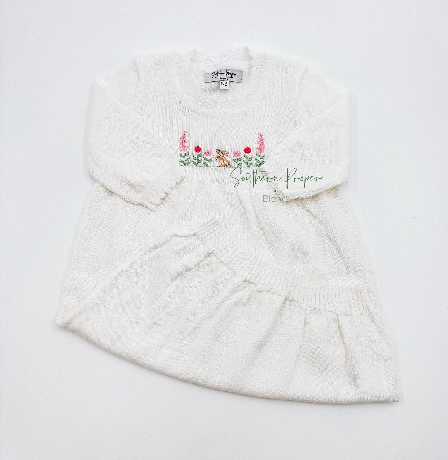 Knit Gown: Scalloped edge - Cream