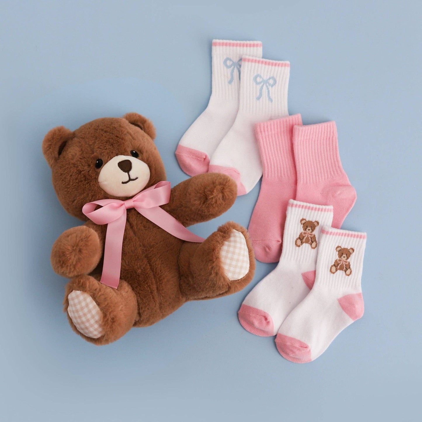 Teddy Bow Crew Socks 3-Pack