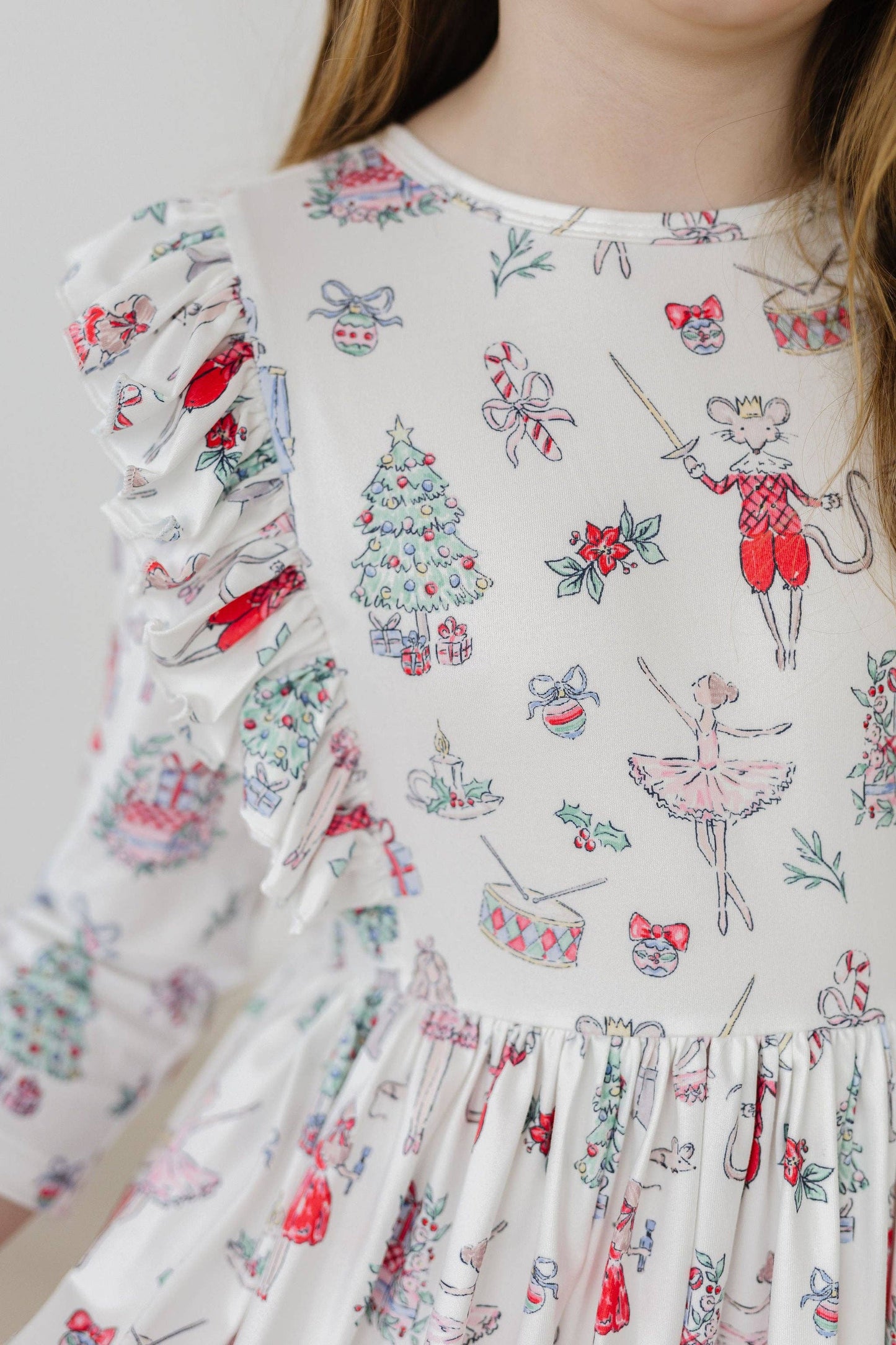 Clara's Christmas 3/4 Sleeve Ruffle Twirl Dress: 2T