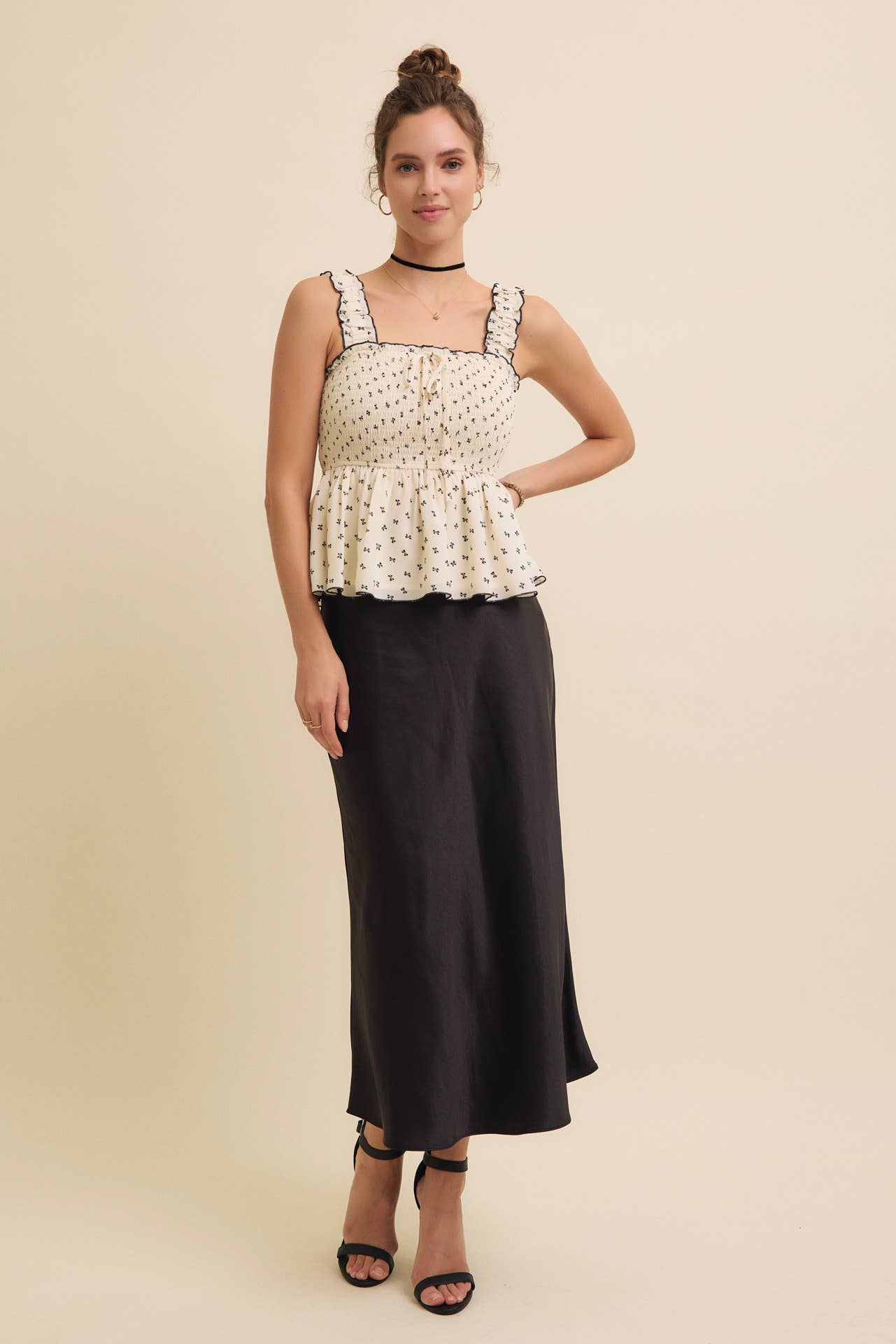 HIGH QUALITY THICK SILKY SATIN BIAS CUT MAXI SKIRT: BLACK / M