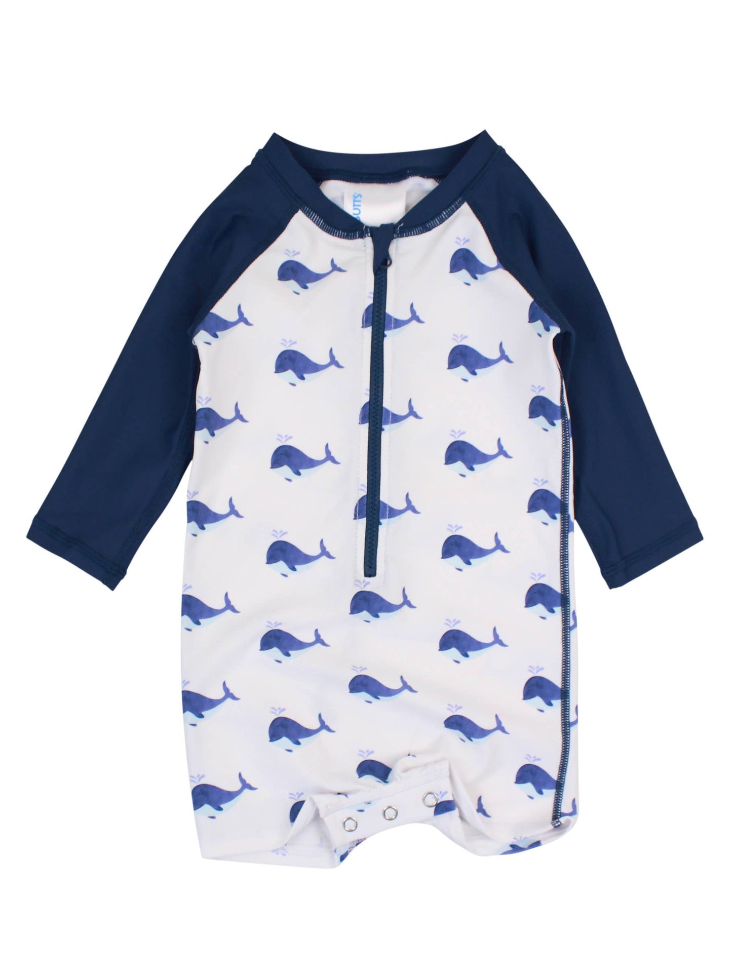 Baby Boys Whale Friends Long Sleeve One Piece Rash Guard: White / 12-18m