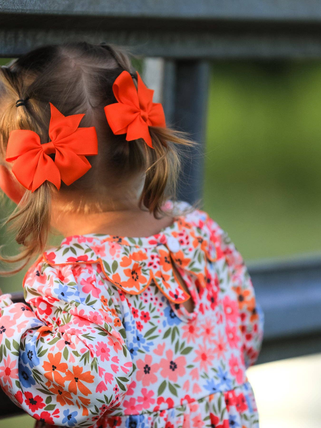 Fall Halloween & Thanksgiving Pumpkin Bow Smock Embroidered Floral Dress: 3