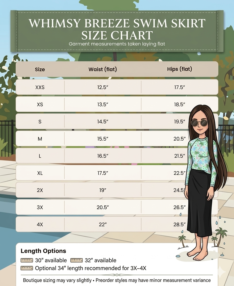 Whimsy Breeze Swim/Athletic Skirts WITHOUT leg coverings underneath PREORDER