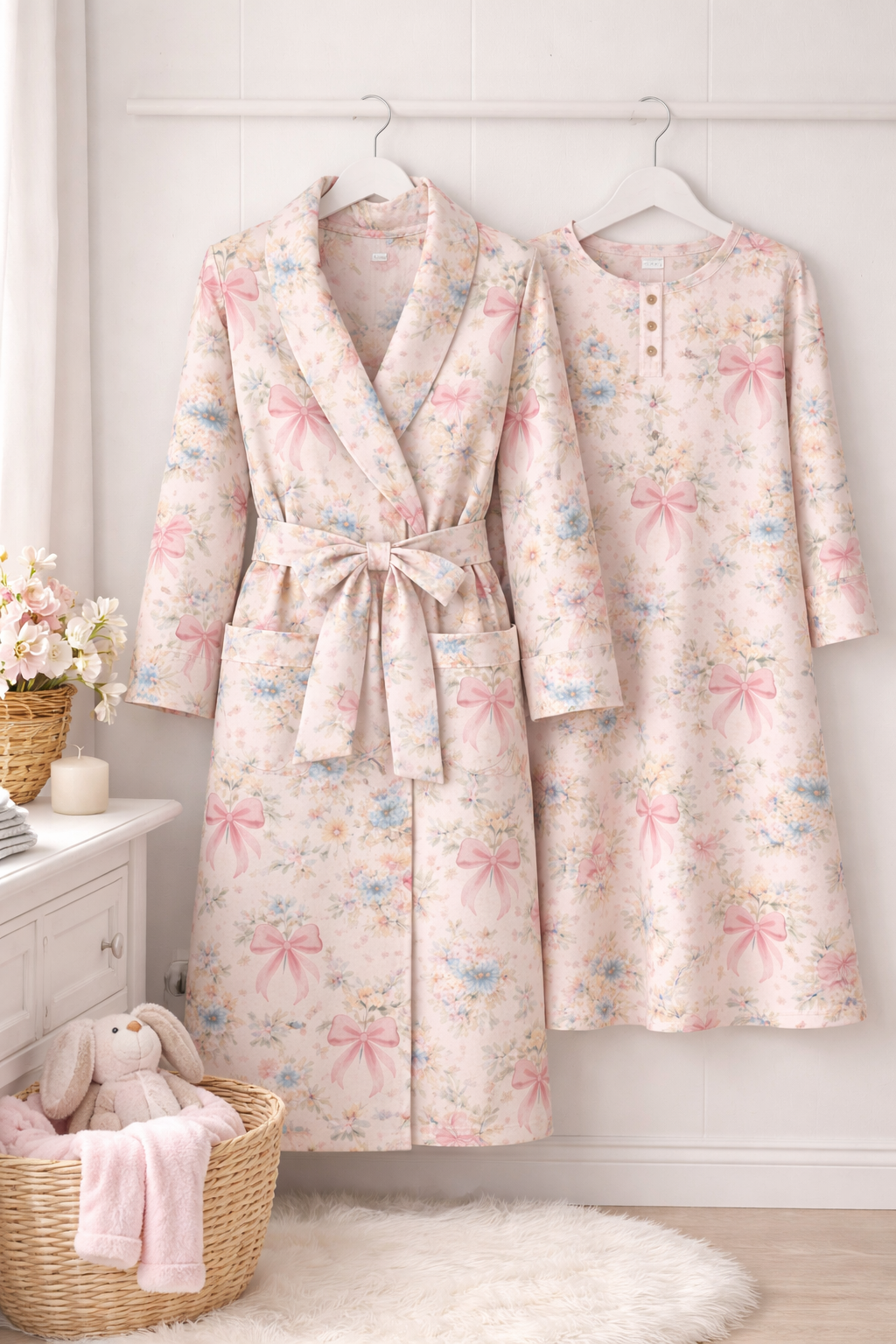 Petalwood Parlor Robe and Gown Set (milk silk)