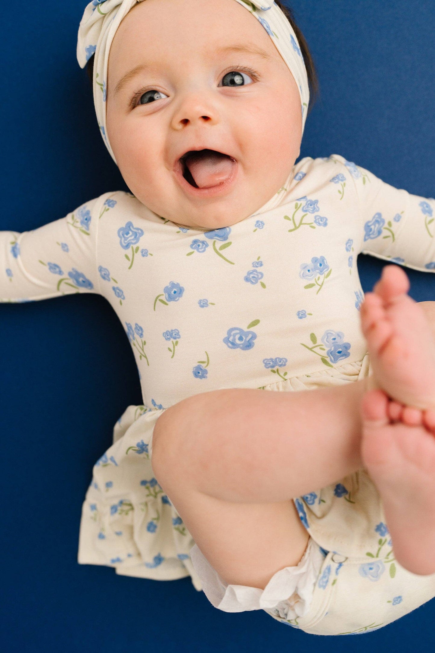 Blue Blooms Bodysuit Bamboo Dress: 2T