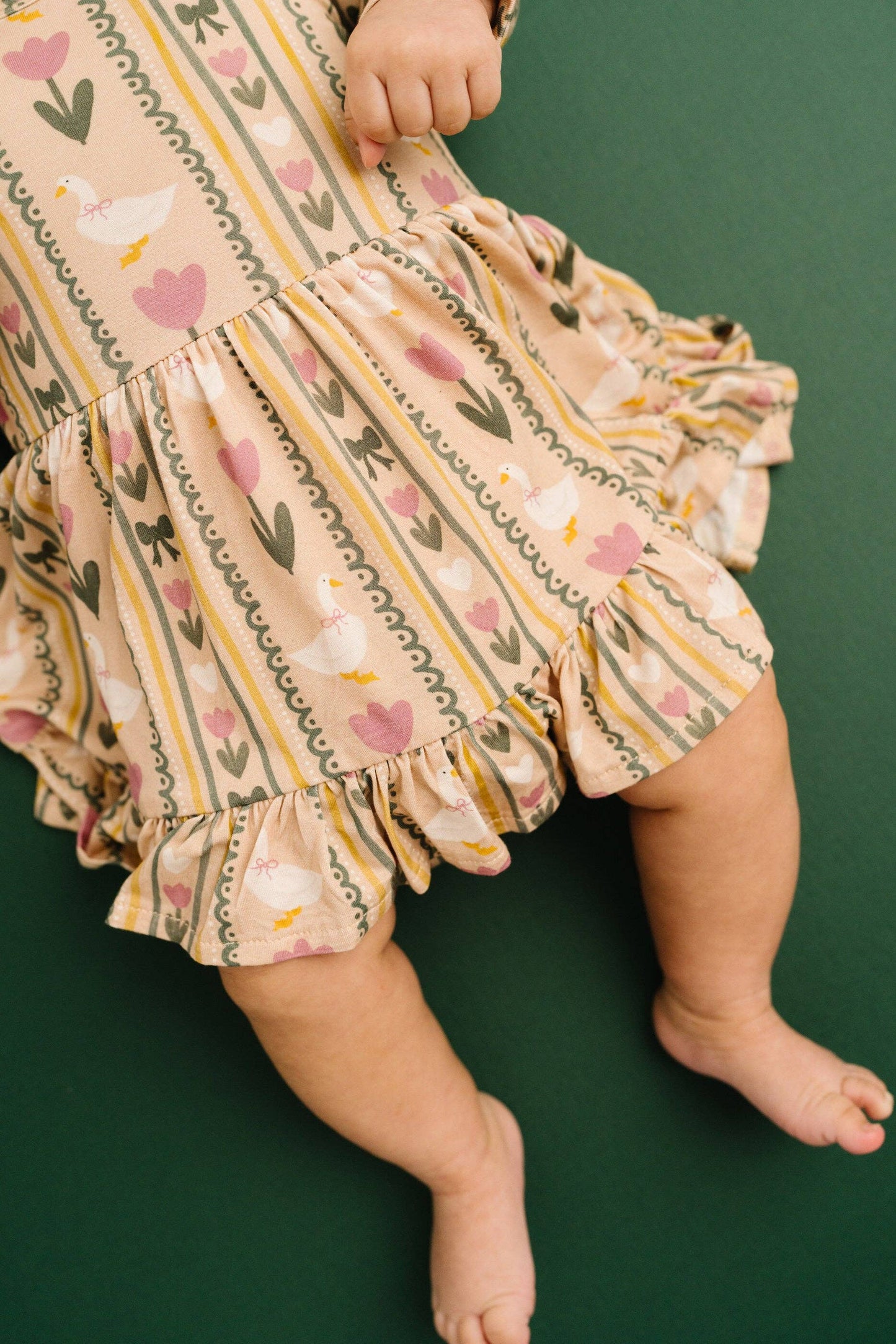 Spring Goose Long Sleeve Bodysuit Bamboo Dress: 3T
