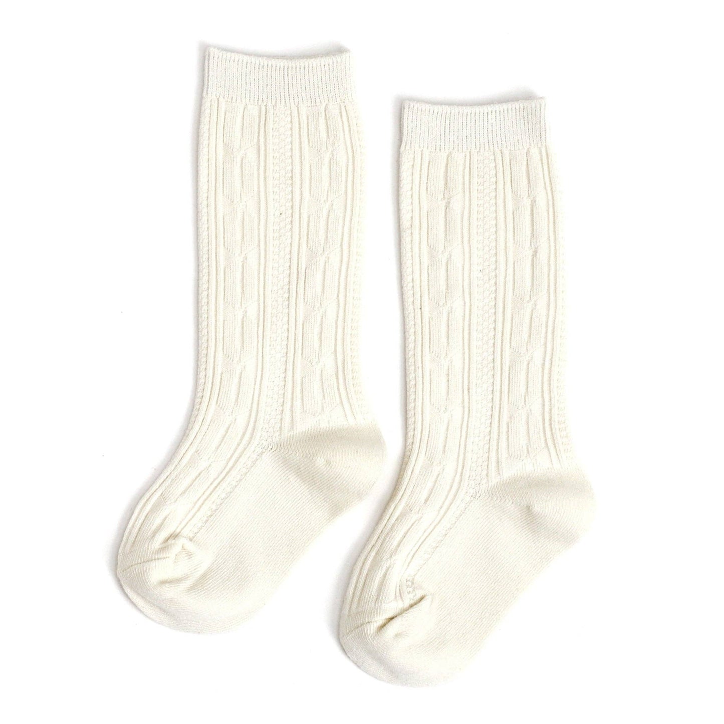Ivory Cable Knit Knee High Socks: 1.5-3 YEARS
