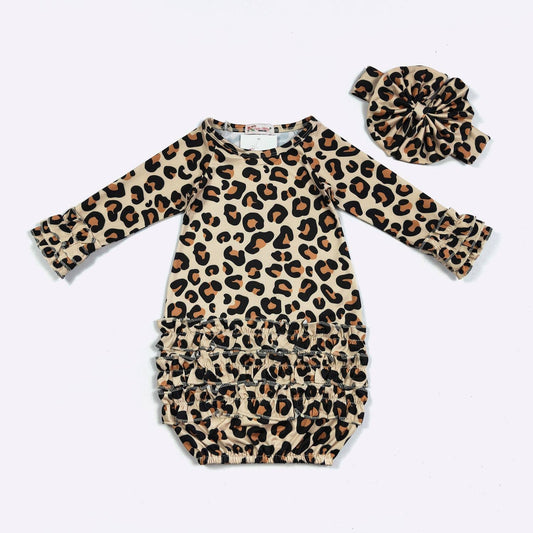Cheetah Baby Gown and headband